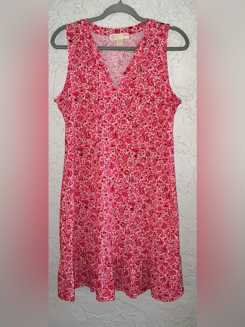 Michael Kors Pink Floral V-Neck Sleeveless Dress